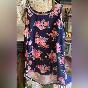 Flowered navy girls top
